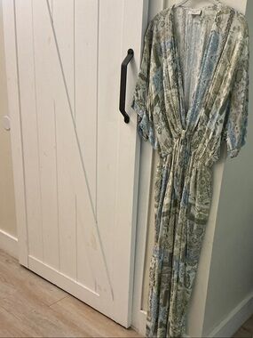 Dress Forum Sage Green and Soft Blue Floral Kimono Cover